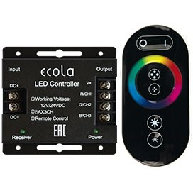 Ecola Контроллер 12V RGB RF c черным пультом (24V 576W)