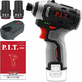 Винтоверт IMPACT аккум. бесщёточный P.I.T. PSD12K-120A/2 (12В, 120Нм, 3 ск, HEX 1/4", 2 акб, ЗУ),