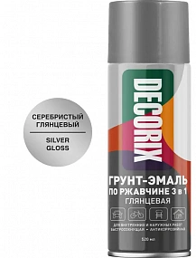 Эмаль аэрозольная серебристый глянц. 520мл.DECORIX