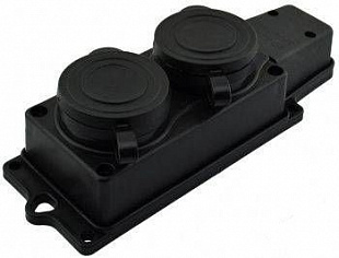 Колодка ОУ двойная 2гн.с загл. каучук 2P+PE 1x16A IP44