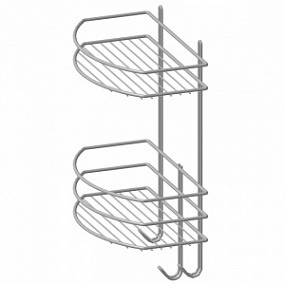 Полка Shelf 25*15*40 см прямая 2 яруса с вешалками хром/лак