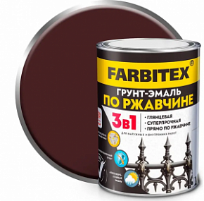 Грунт-эмаль по ржавчине FARBITEX коричневая 0.8кг